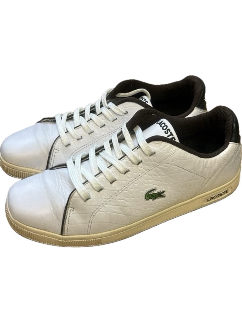 Lacoste Sport Carnaby S1 White Java Croc Embossed Leather Men’s Sneakers